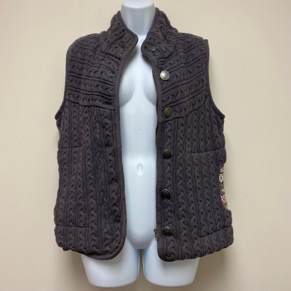 Bob Timberlake Bass Pro Shop Heavy Cable Knit Vest w/button and‎ zip front - Picture 3 of 9